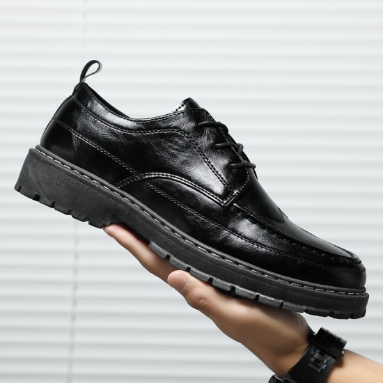 2024 new cross-border men's casual business and formal leather shoes, British black, soft-soled work shoes.