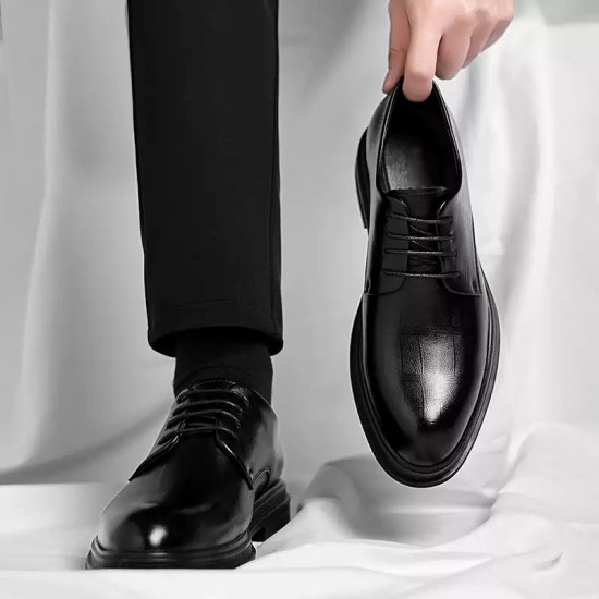 Men's leather shoes, business formal, genuine leather soft-soled, British-style thick-soled casual shoes, groom's wedding suit, cross-border foreign trade.