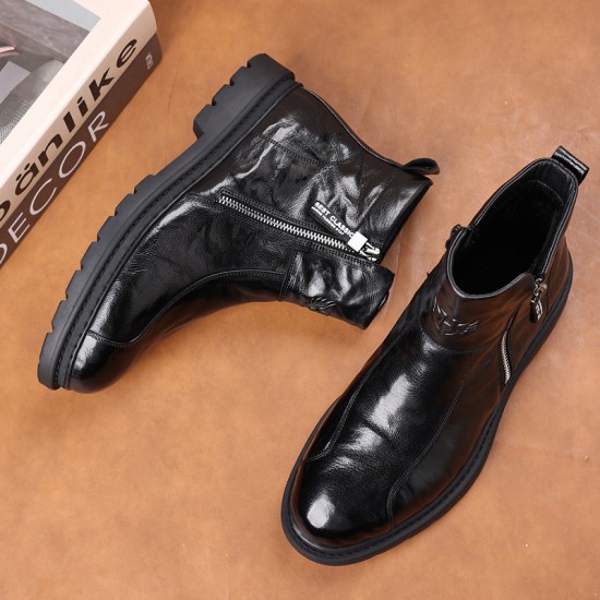 New winter men's Martin boots, warm and casual wholesale men's shoes, plush outdoor Chelsea cotton shoes, high-top genuine leather