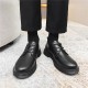 Black men's leather shoes, British casual, large-toe, trendy Korean-style single shoes, youth suit, round-toe work shoes. Black men's leather shoes, British casual, large-toe, trendy Korean-style single shoes, youth suit, round-toe work shoes.