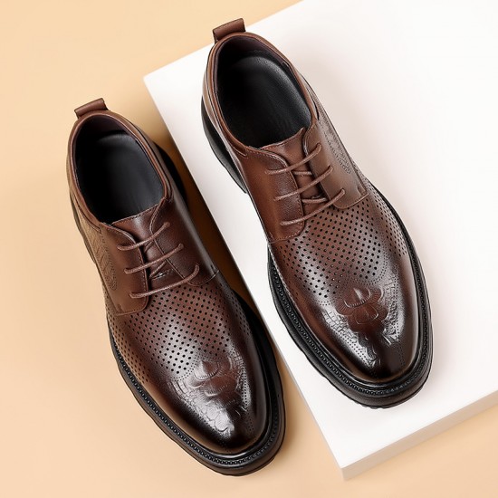 New summer sandals, men's hollow Business casual men's shoes, genuine leather, soft-soled, breathable, outdoor-inspired shoes.