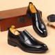 Men's leather slip-on shoes, top-grain cowhide pointed toe shoes, high-end business commuting, black wedding shoes, trendy