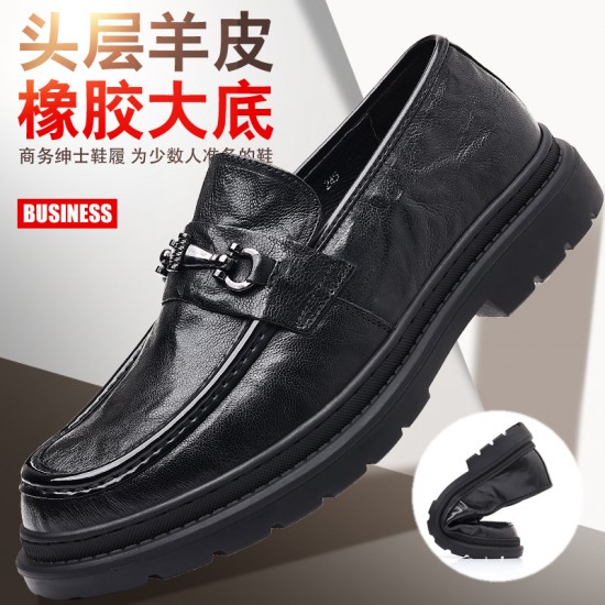Men's leather shoes, new casual wholesale, men's leather shoes, top-grain sheepskin breathable men's trendy genuine leather Korean-style men's shoes