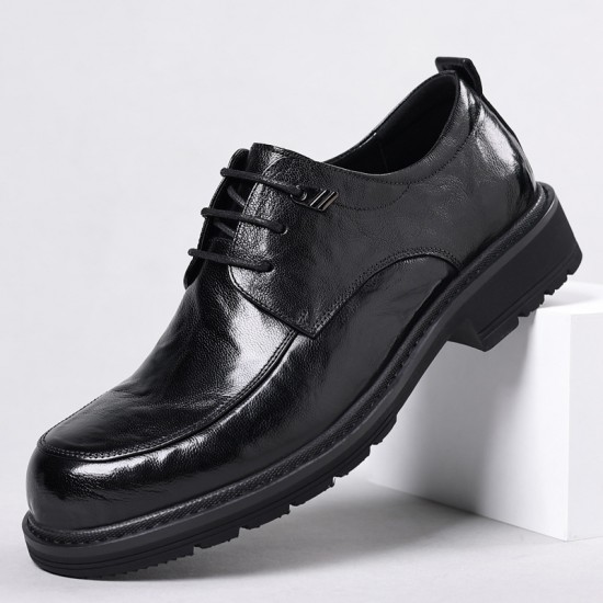 Spring new 2024 men's leather shoes, genuine leather British-style fashionable men's shoes, thick soles. Commuting shoes for business and formal wear