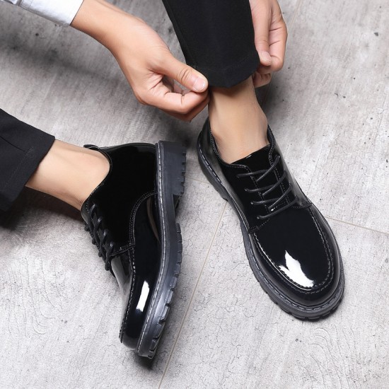 Brilliant leather casual leather shoes for men, business formal, British-style cross-border men's shoes, trendy, versatile thick-soled height-enhancing shoes