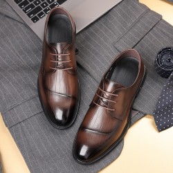2024 autumn new men's leather shoes, top-grain cowhide, British-style, high-end business, pointed-toe wedding shoes, trendy genuine leather men's shoes