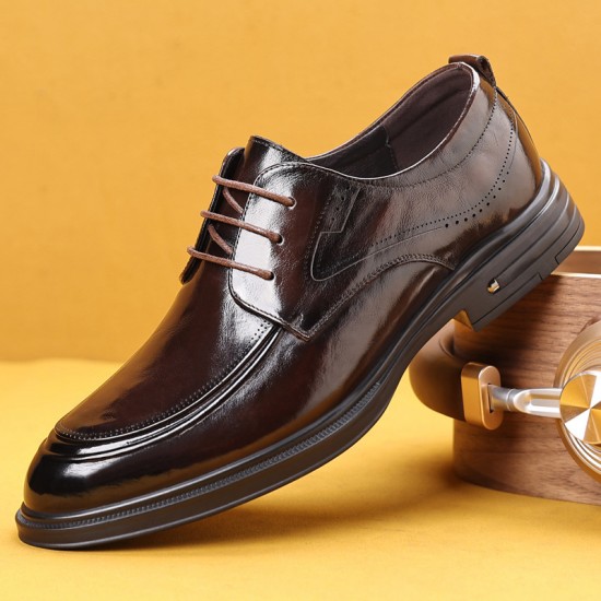 New autumn top-grain cowhide men's business casual shoes, British-style formal men's shoes, soft-soled breathable flat shoes
