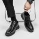 Summer men's black business and formal leather shoes, British work shoes, black soft-soled suit, groom's wedding shoes.