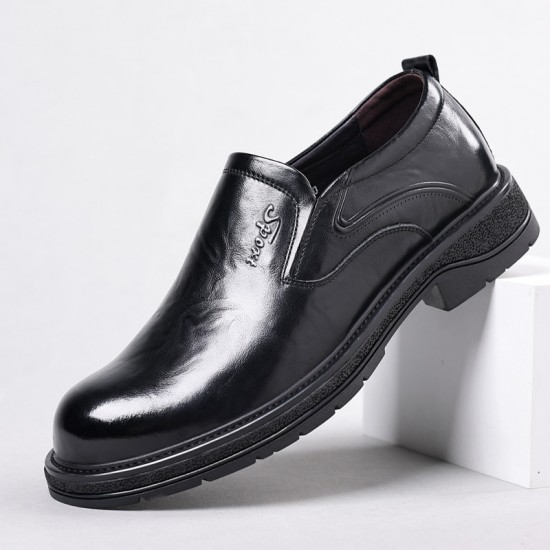 Men's casual leather shoes, 2023 autumn hot-selling, thick-soled, Korean-style commuting shoes, breathable, fashionable genuine leather shoes