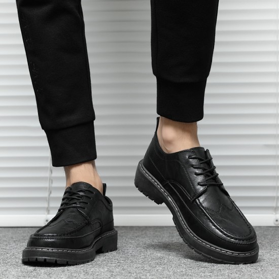 2024 new cross-border men's casual business and formal leather shoes, British black, soft-soled work shoes.