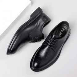 Men's leather shoes for formal business wear, autumn and winter height-enhancing genuine leather wedding and groom shoes, men's casual shoes for foreign trade.
