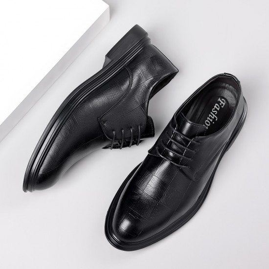 Men's leather shoes for formal business wear, autumn and winter height-enhancing genuine leather wedding and groom shoes, men's casual shoes for foreign trade.