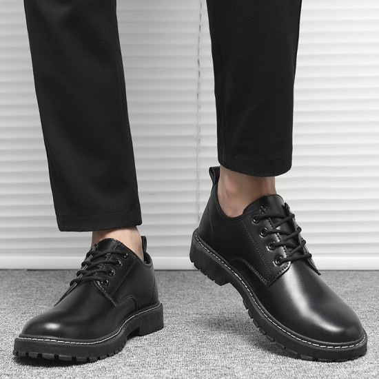 Young men's leather shoes, British black, casual business and formal, large-toe, Korean-style waterproof Martin shoes for work, cross-border delivery