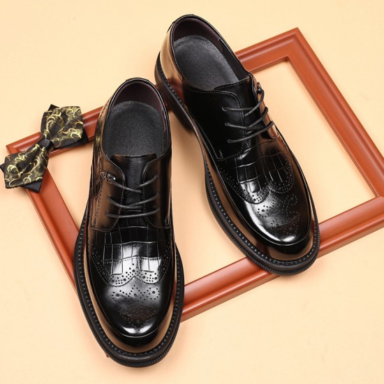 Men's leather shoes, high-end casual, genuine leather, British-style wedding shoes, wholesale, breathable, black, new models