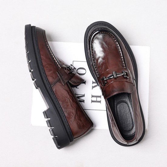 New men's business formal leather shoes, new casual wholesale, men's leather shoes, thick-soled, non-slip, breathable loafers