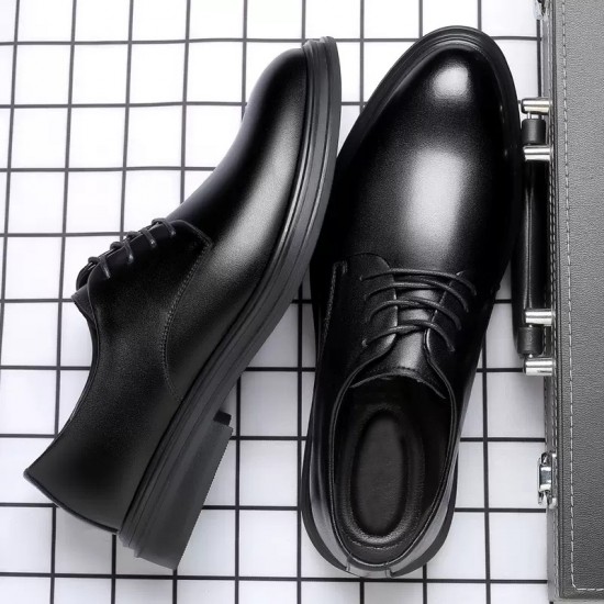 New men's leather shoes, business formal, genuine leather, soft-soled, casual cross-border men's shoes, height-enhancing wedding shoes