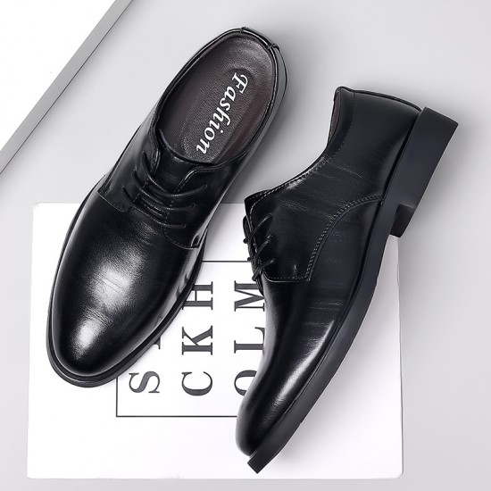 Black men's business formal leather shoes, genuine leather soft sole, British-style cowhide casual leather shoes for cross-border trade.
