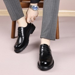 High-end men's shoes, autumn new, men's genuine leather business shoes, non-slip, large-toe, thick-soled casual leather shoes for young and middle-aged men