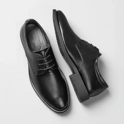 Black men's business formal leather shoes, genuine leather soft sole, British-style cowhide casual leather shoes for cross-border trade.