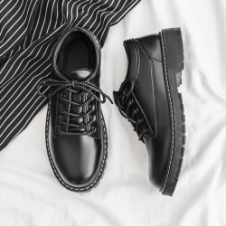 2025 spring men's leather shoes, Korean-style, trendy, versatile, British suit casual shoes, youth British black leather shoes