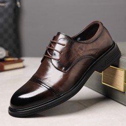 British Wedding Groomsmen Formal Suit, Luxury Derby Genuine Leather Italian Business Formal Commuter Leather Shoes