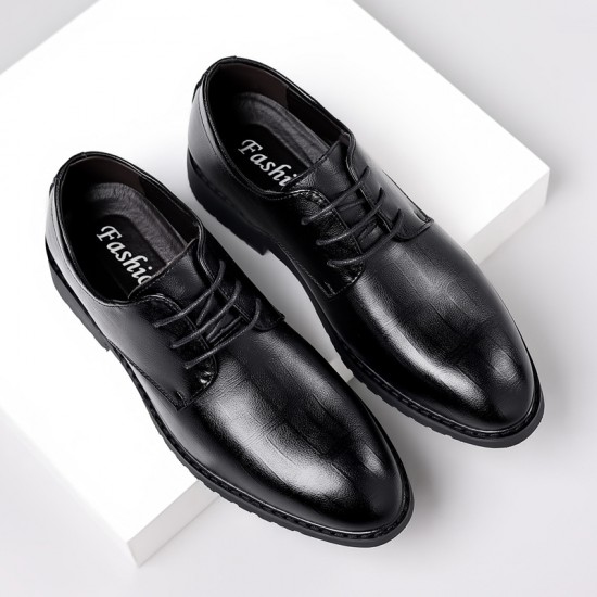 Men's leather shoes, business formal, genuine leather soft-soled, breathable, cross-border casual shoes, British-style groom's wedding suit derby shoes.