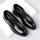Men's leather shoes, business formal, genuine leather soft-soled, breathable, cross-border casual shoes, British-style groom's wedding suit derby shoes.