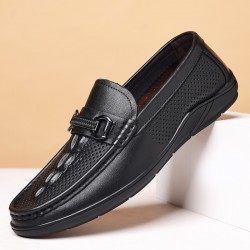 Wholesale men's sandals, trendy, breathable, non-slip, moccasins, men's genuine leather soft-soled, soft-sole, hollowed-out clogs