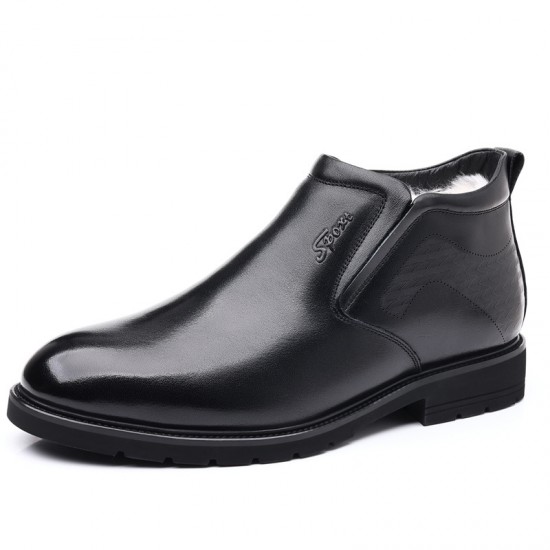 Men's cotton shoes, thickened, casual, middle-aged and elderly dad shoes, top-grain cowhide, warm, plush, high-top wool men's leather shoes.