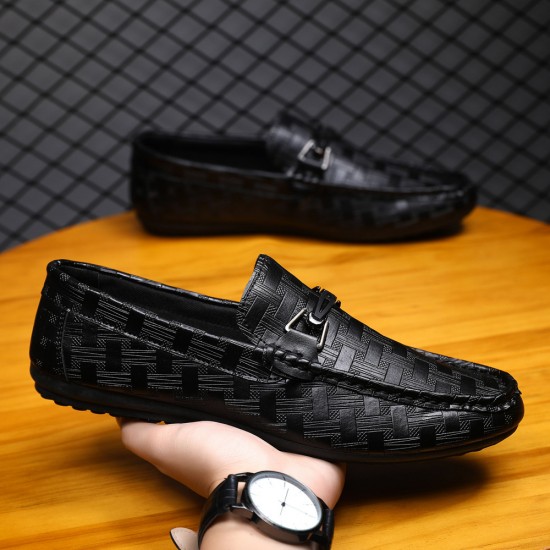 Low-top casual loafers, breathable, trendy, versatile black leather slip-on shoes, trendy work loafers, foreign trade dropshipping Low-top casual loafers, breathable, trendy, versatile black leather slip-on shoes, trendy work loafers, foreign trade dropshipping
