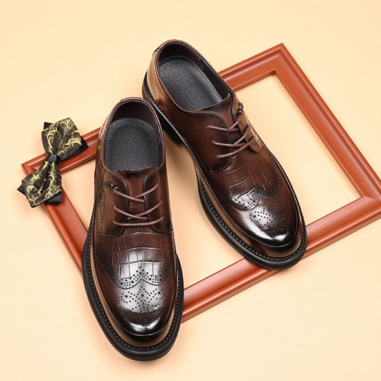 Men's leather shoes, autumn new, top-grain cowhide formal, business, wedding shoes, black, wholesale, casual, British-style men's shoes