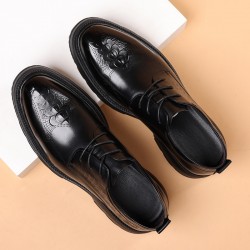 New Summer Men's Leather Shoes, Trendy Business Formal Wedding Shoes, Breathable Korean Style Sandals with Thick Soles
