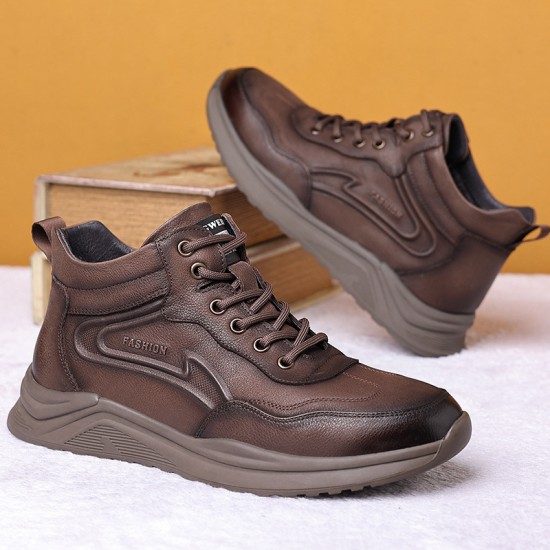 Men's cotton shoes, 2022 winter new models, fashionable genuine leather men's shoes, plush and thickened, casual sports shoes, wholesale, one-piece dropshipping