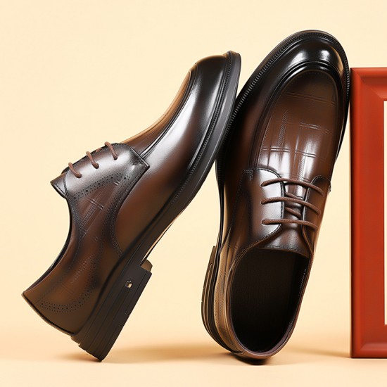 2024 autumn new top-grain cowhide men's high-end, breathable British-style formal business, groom's wedding shoes 2024 autumn new top-grain cowhide men's high-end, breathable British-style formal business, groom's wedding shoes