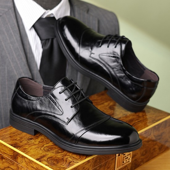 2025 Spring and Autumn New Styles Business formal men's shoes, three-joint lace-up breathable security leather shoes, men's groom's wedding shoes wholesale