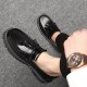 Spring/Summer shiny leather slip-on shoes, trendy and versatile slip-on shoes, men's casual shoes, plus-size men's shoes.