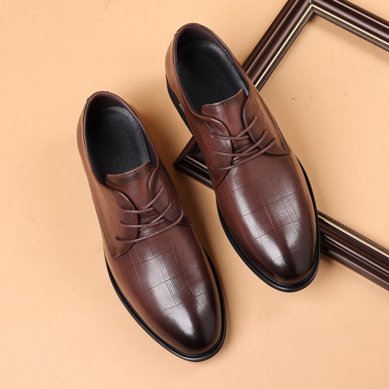 Autumn new men's business formal leather shoes, genuine leather British casual men's shoes, high-end Korean-style pointed-toe wedding shoes.