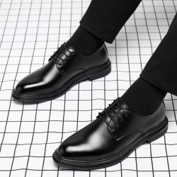 Men's business formal shoes, genuine leather soft soles, thick soles, British-style heeled casual shoes for cross-border trade