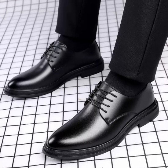 New men's leather shoes, business formal, genuine leather, soft-soled, casual cross-border men's shoes, height-enhancing wedding shoes