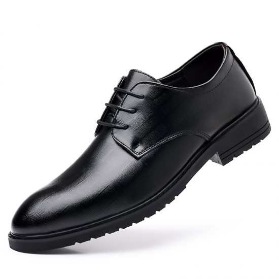 Men's leather shoes, business formal, genuine leather soft-soled, breathable, cross-border casual shoes, British-style groom's wedding suit derby shoes.