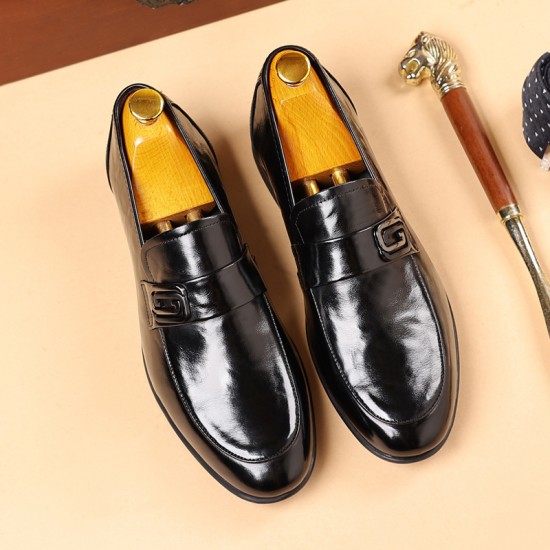 New men's leather shoes, formal, business, casual, slip-on loafers, top-grain cowhide, versatile, breathable men's shoes