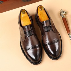 Men's business shoes, genuine leather slip-on, formal business wedding shoes, new top-grain cowhide breathable men's shoes, versatile British style