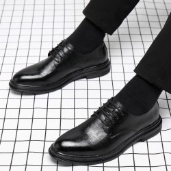 Men's business formal shoes, genuine leather soft soles, thick soles, British-style heeled casual shoes for cross-border trade