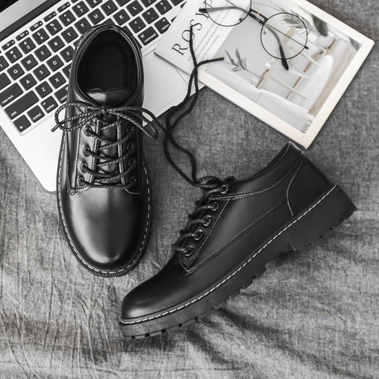 Men's casual leather shoes, student trendy shoes, Korean-style Cross-border delivery of waterproof men's suit-matching low-top casual shoes for teenagers.