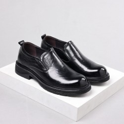 Men's casual leather shoes, 2023 autumn hot-selling, thick-soled, Korean-style commuting shoes, breathable, fashionable genuine leather shoes