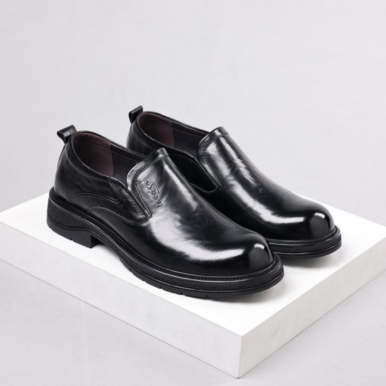 Men's casual leather shoes, 2023 autumn hot-selling, thick-soled, Korean-style commuting shoes, breathable, fashionable genuine leather shoes