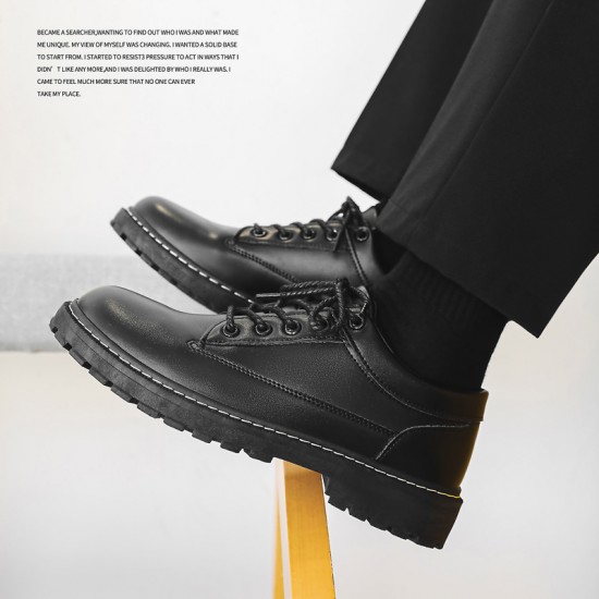 2025 spring men's leather shoes, Korean-style, trendy, versatile, British suit casual shoes, youth British black leather shoes