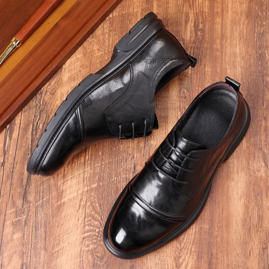 New autumn men's leather shoes, trendy genuine leather formal business wedding shoes, fashionable British soft-soled casual shoes New autumn men's leather shoes, trendy genuine leather formal business wedding shoes, fashionable British soft-soled casual shoes