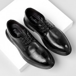 Men's leather shoes for formal business wear, autumn and winter height-enhancing genuine leather wedding and groom shoes, men's casual shoes for foreign trade.