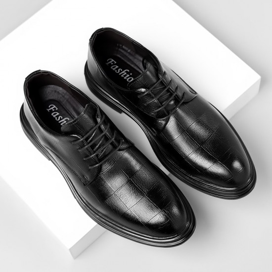 Men's leather shoes for formal business wear, autumn and winter height-enhancing genuine leather wedding and groom shoes, men's casual shoes for foreign trade.